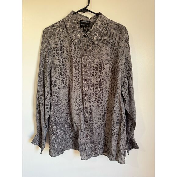 NEW Foxcroft Women's 100% Tencel Grey Wrinkle Free Shaped Fit Button Up Shirt sz - Picture 2 of 6